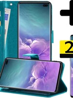 LUQ LUQ Samsung Galaxy S10 Hoesje Bookcase Turquoise Met 2x Screenprotector