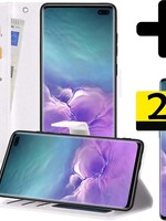 LUQ LUQ Samsung Galaxy S10 Hoesje Bookcase Wit Met 2x Screenprotector
