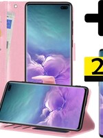 LUQ LUQ Samsung Galaxy S10 Hoesje Bookcase Lichtroze Met 2x Screenprotector