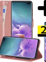 LUQ LUQ Samsung Galaxy S10 Hoesje Bookcase Rose Goud Met 2x Screenprotector