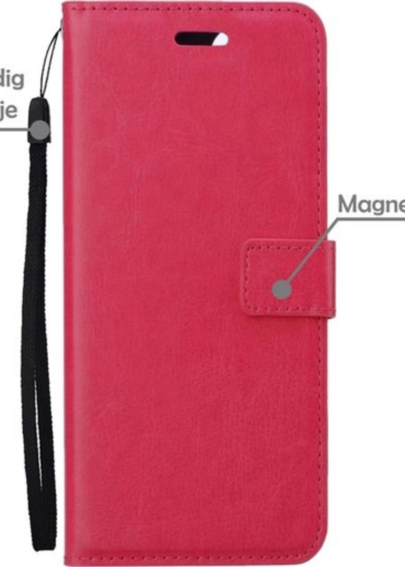 LUQ Hoesje Geschikt voor Samsung S10 Hoesje Book Case Hoes Wallet Cover Met 2x Screenprotector - Hoes Geschikt voor Samsung Galaxy S10 Hoesje Bookcase Hoes - Donkerroze