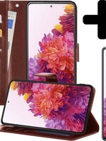 LUQ LUQ Samsung Galaxy S20FE Hoesje Bookcase Bruin Met Screenprotector