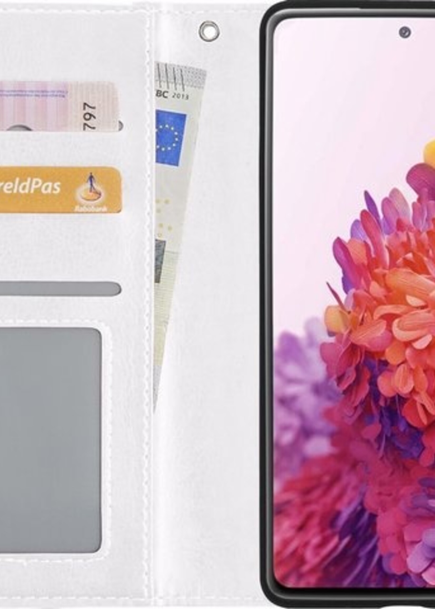 LUQ Hoesje Geschikt voor Samsung S20 FE Hoesje Book Case Hoes Wallet Cover Met Screenprotector - Hoes Geschikt voor Samsung Galaxy S20 FE Hoesje Bookcase Hoes - Wit