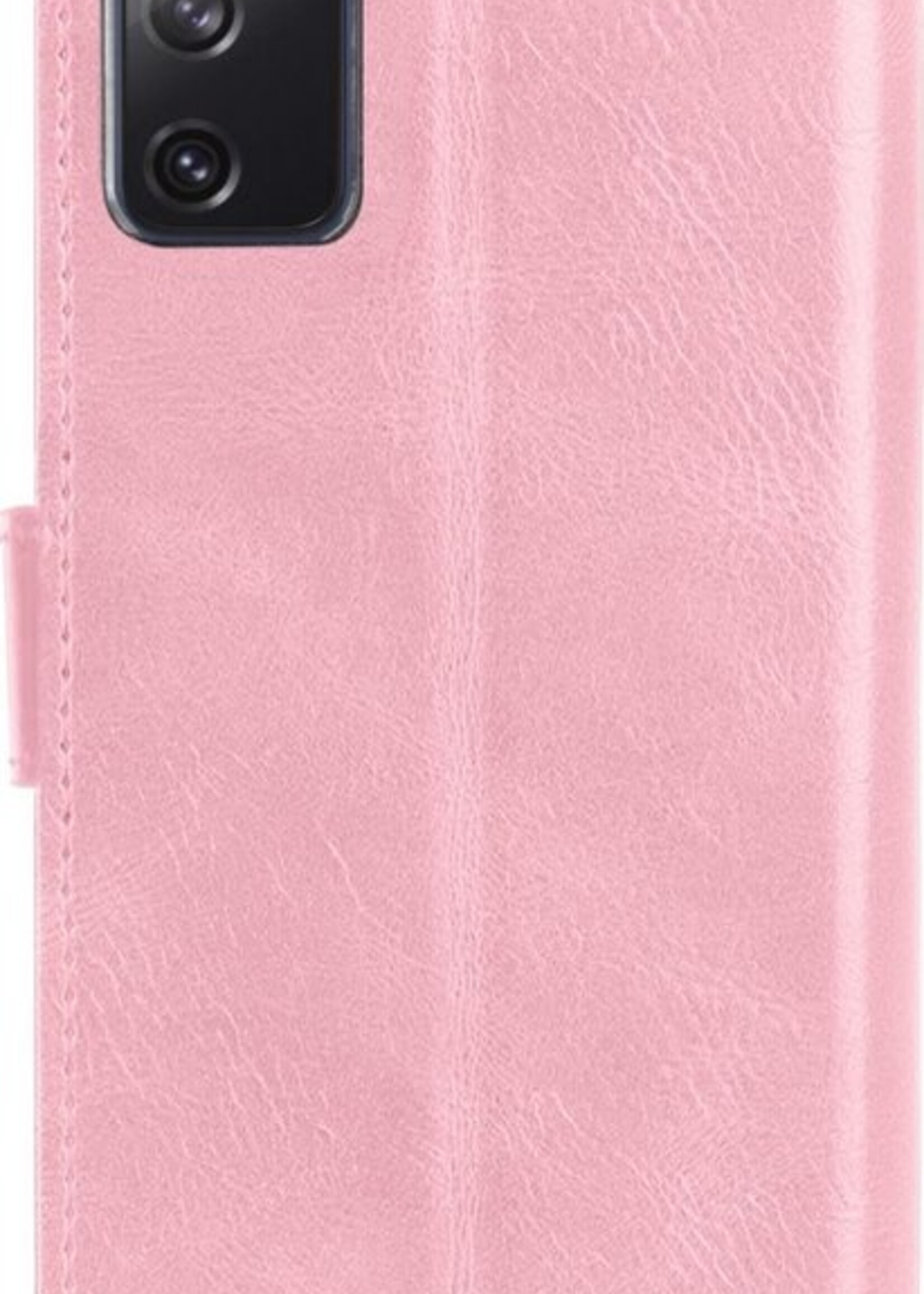 LUQ Hoesje Geschikt voor Samsung S20 FE Hoesje Book Case Hoes Wallet Cover Met Screenprotector - Hoes Geschikt voor Samsung Galaxy S20 FE Hoesje Bookcase Hoes - Lichtroze