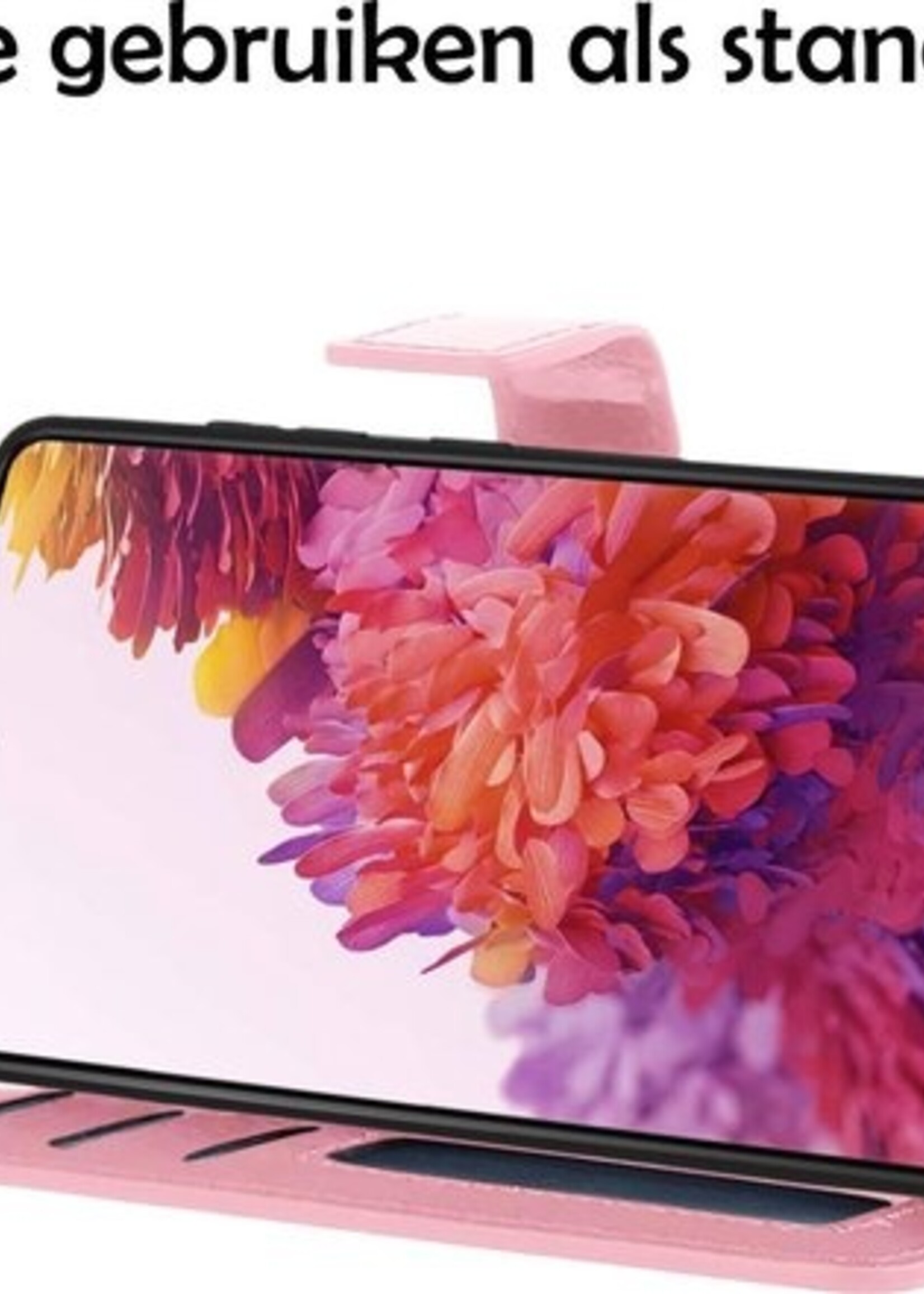 LUQ Hoesje Geschikt voor Samsung S20 FE Hoesje Book Case Hoes Wallet Cover Met Screenprotector - Hoes Geschikt voor Samsung Galaxy S20 FE Hoesje Bookcase Hoes - Lichtroze