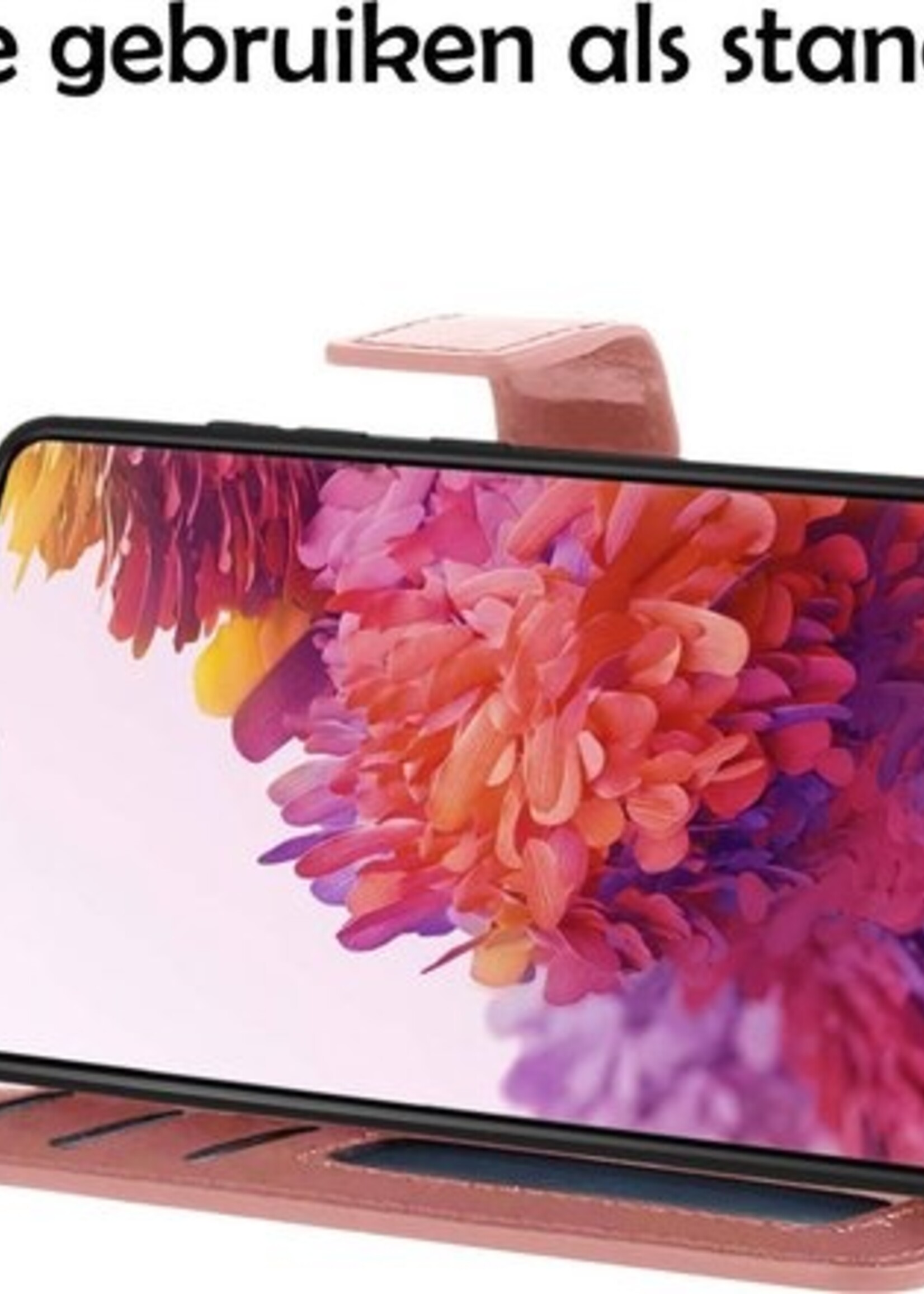 LUQ Hoesje Geschikt voor Samsung S20 FE Hoesje Book Case Hoes Wallet Cover Met Screenprotector - Hoes Geschikt voor Samsung Galaxy S20 FE Hoesje Bookcase Hoes - Rosé goud