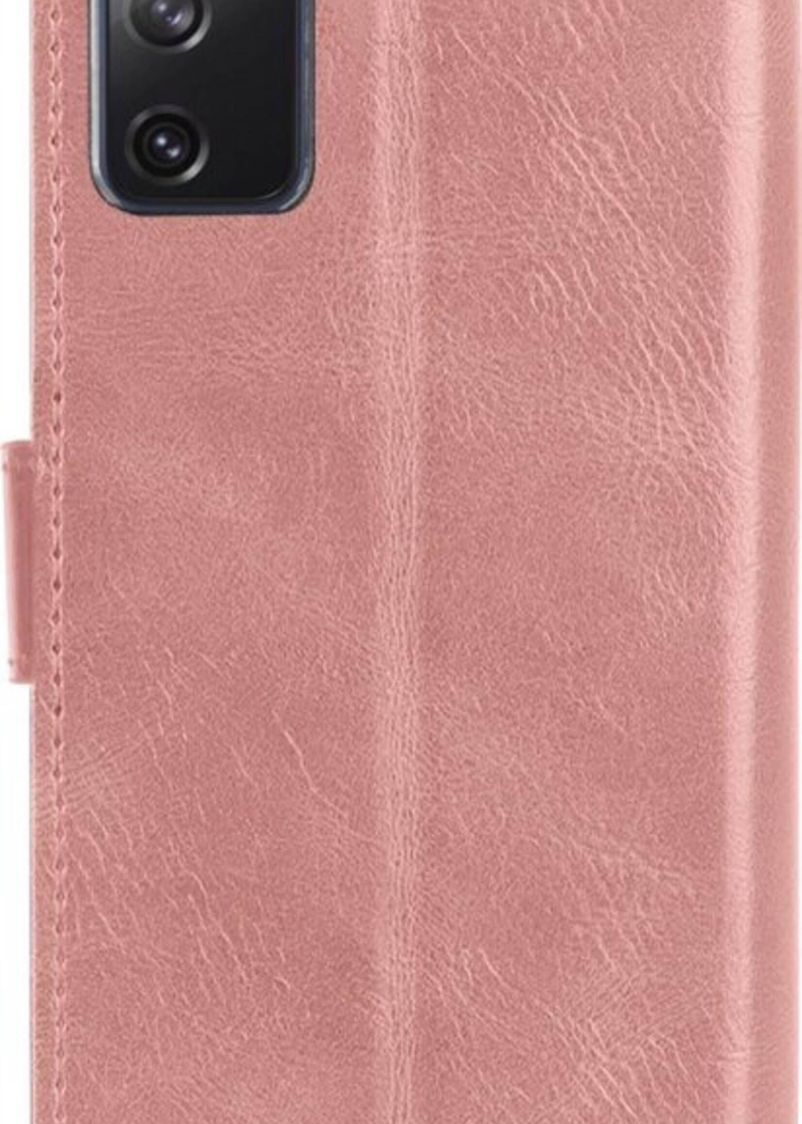 LUQ Hoesje Geschikt voor Samsung S20 FE Hoesje Book Case Hoes Wallet Cover Met Screenprotector - Hoes Geschikt voor Samsung Galaxy S20 FE Hoesje Bookcase Hoes - Rosé goud
