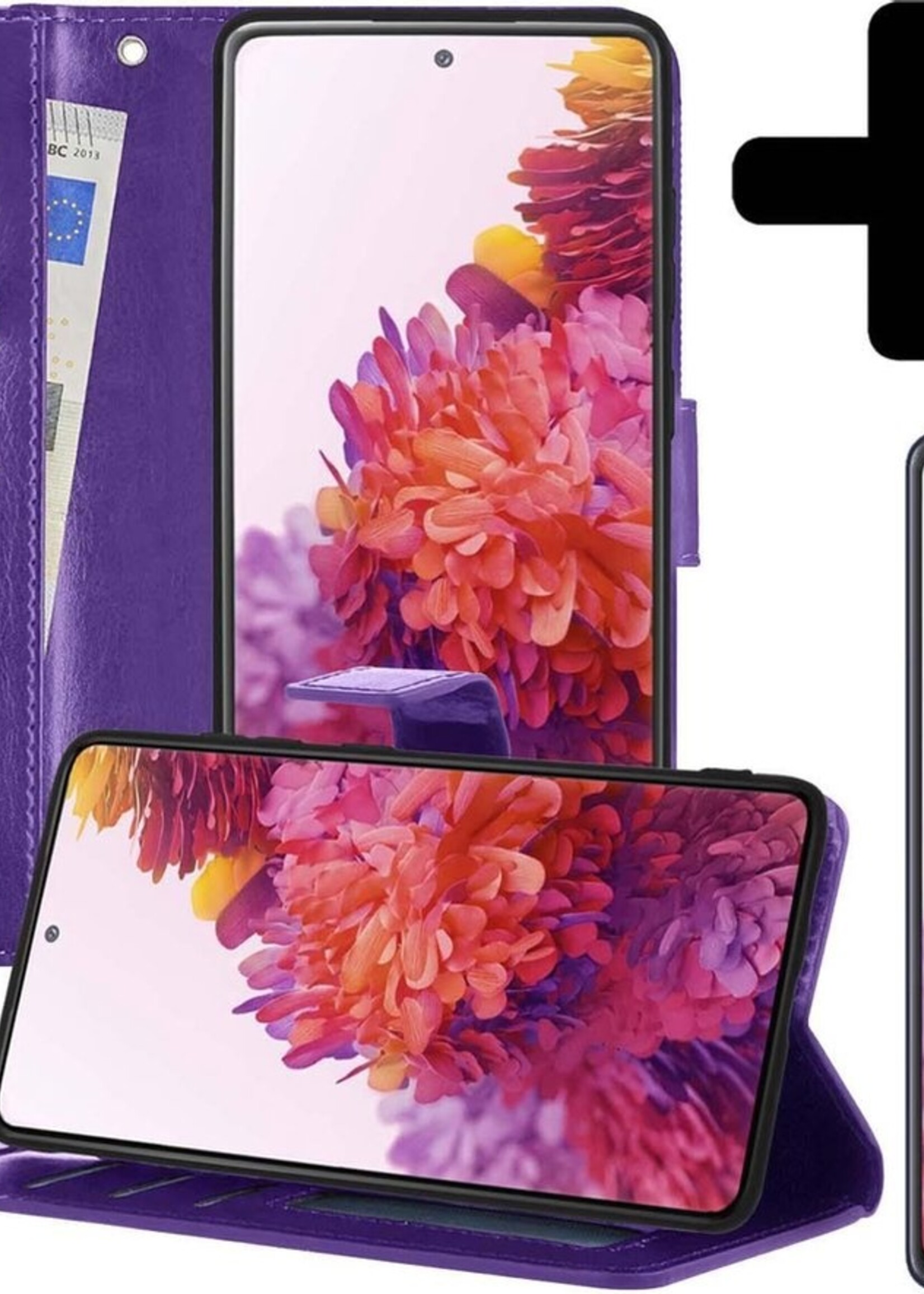 LUQ Hoesje Geschikt voor Samsung S20 FE Hoesje Book Case Hoes Wallet Cover Met Screenprotector - Hoes Geschikt voor Samsung Galaxy S20 FE Hoesje Bookcase Hoes - Paars