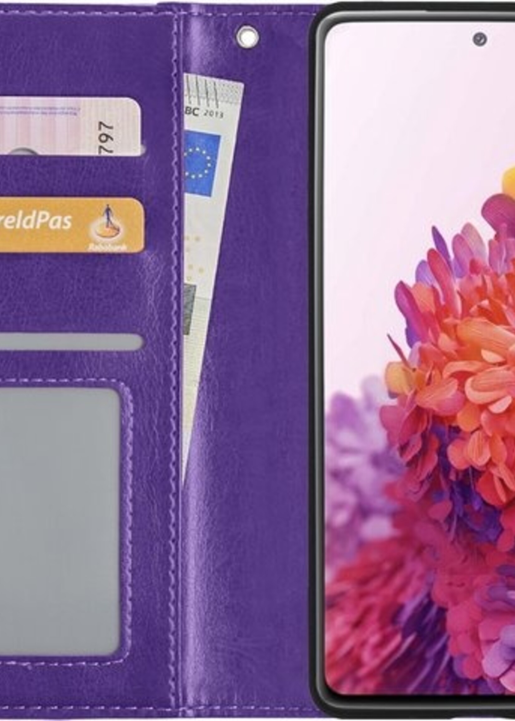 LUQ Hoesje Geschikt voor Samsung S20 FE Hoesje Book Case Hoes Wallet Cover Met Screenprotector - Hoes Geschikt voor Samsung Galaxy S20 FE Hoesje Bookcase Hoes - Paars