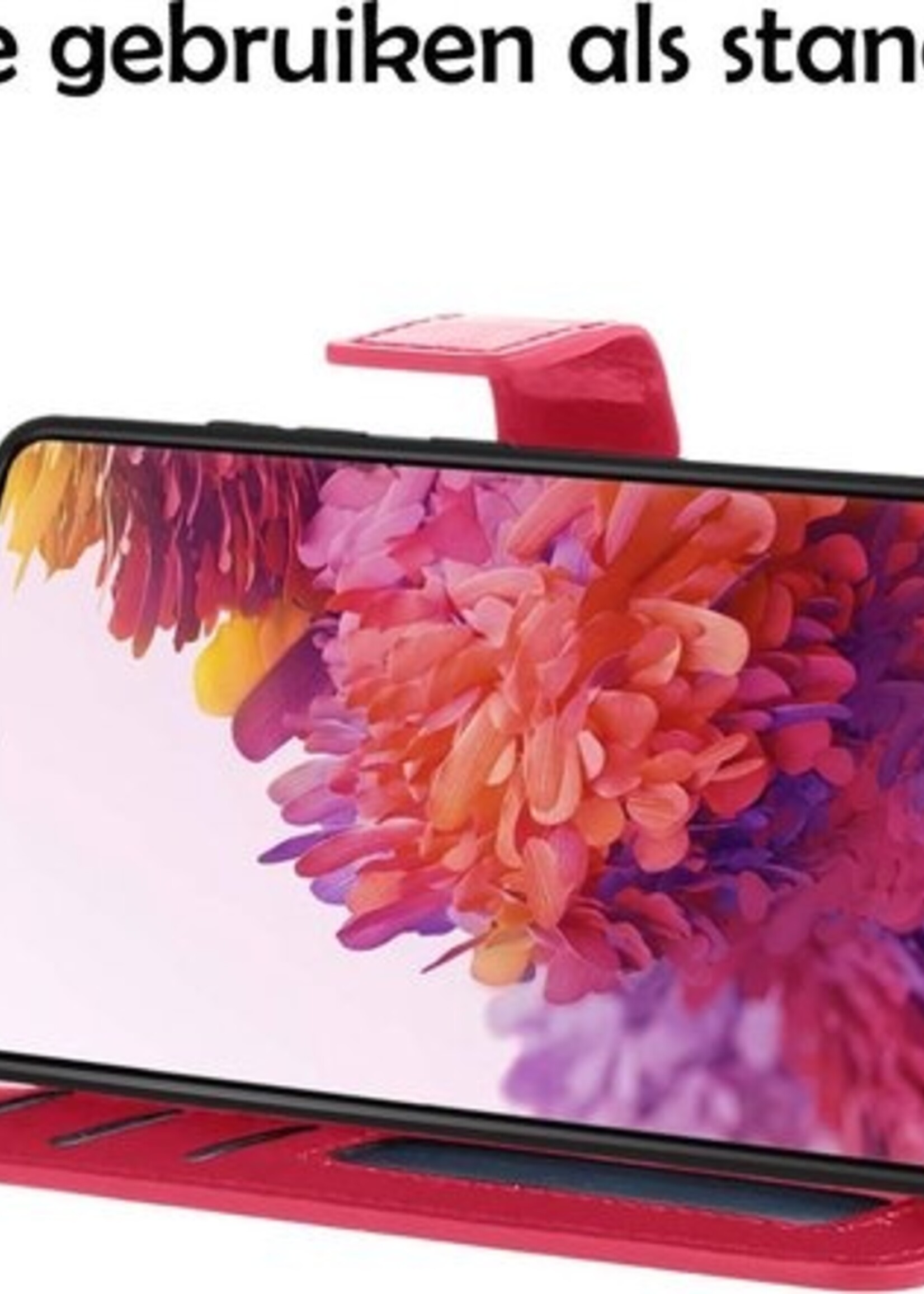 LUQ Hoesje Geschikt voor Samsung S20 FE Hoesje Book Case Hoes Wallet Cover Met Screenprotector - Hoes Geschikt voor Samsung Galaxy S20 FE Hoesje Bookcase Hoes - Donkerroze