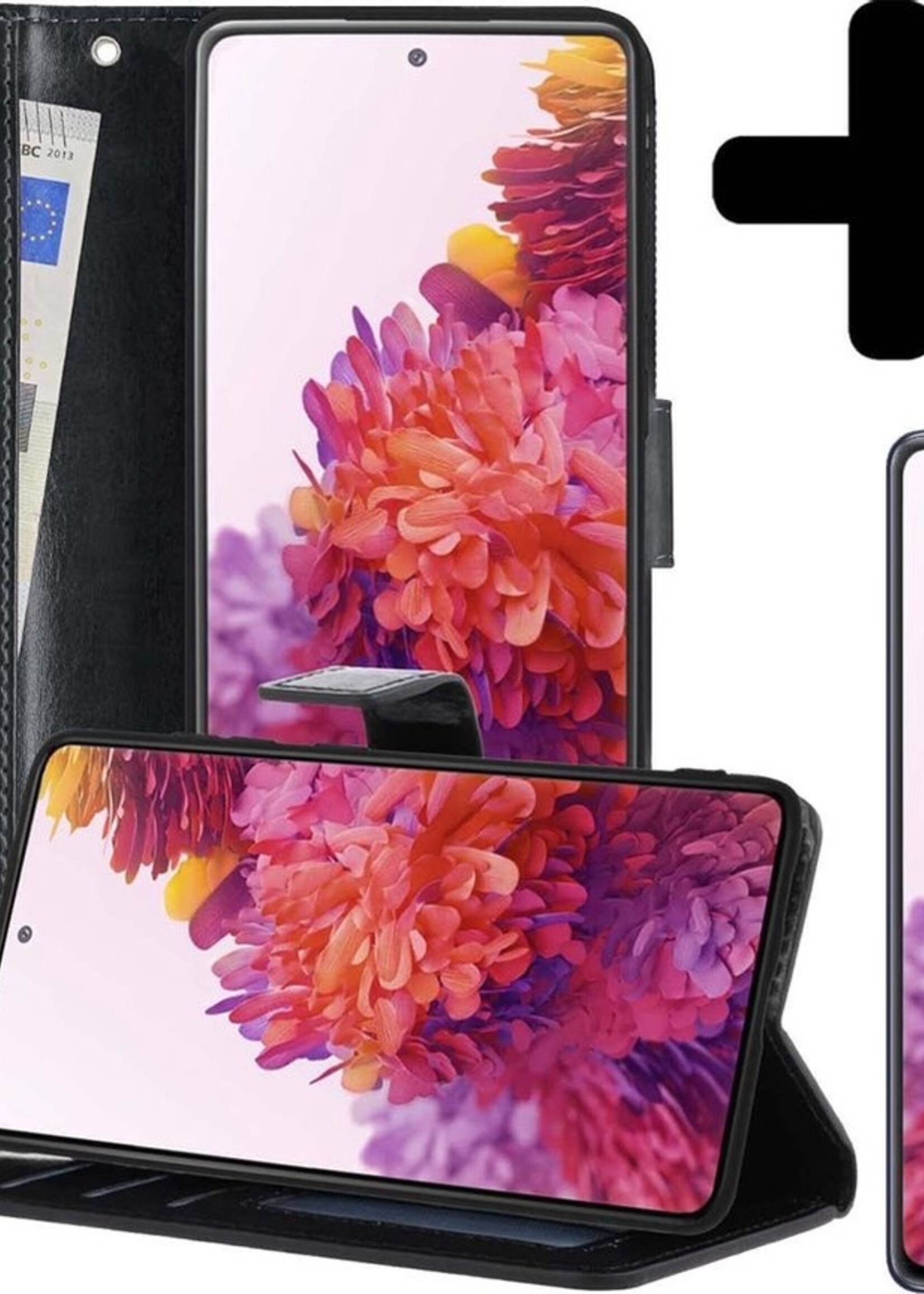 LUQ Hoesje Geschikt voor Samsung S20 FE Hoesje Book Case Hoes Wallet Cover Met 2x Screenprotector - Hoes Geschikt voor Samsung Galaxy S20 FE Hoesje Bookcase Hoes - Zwart