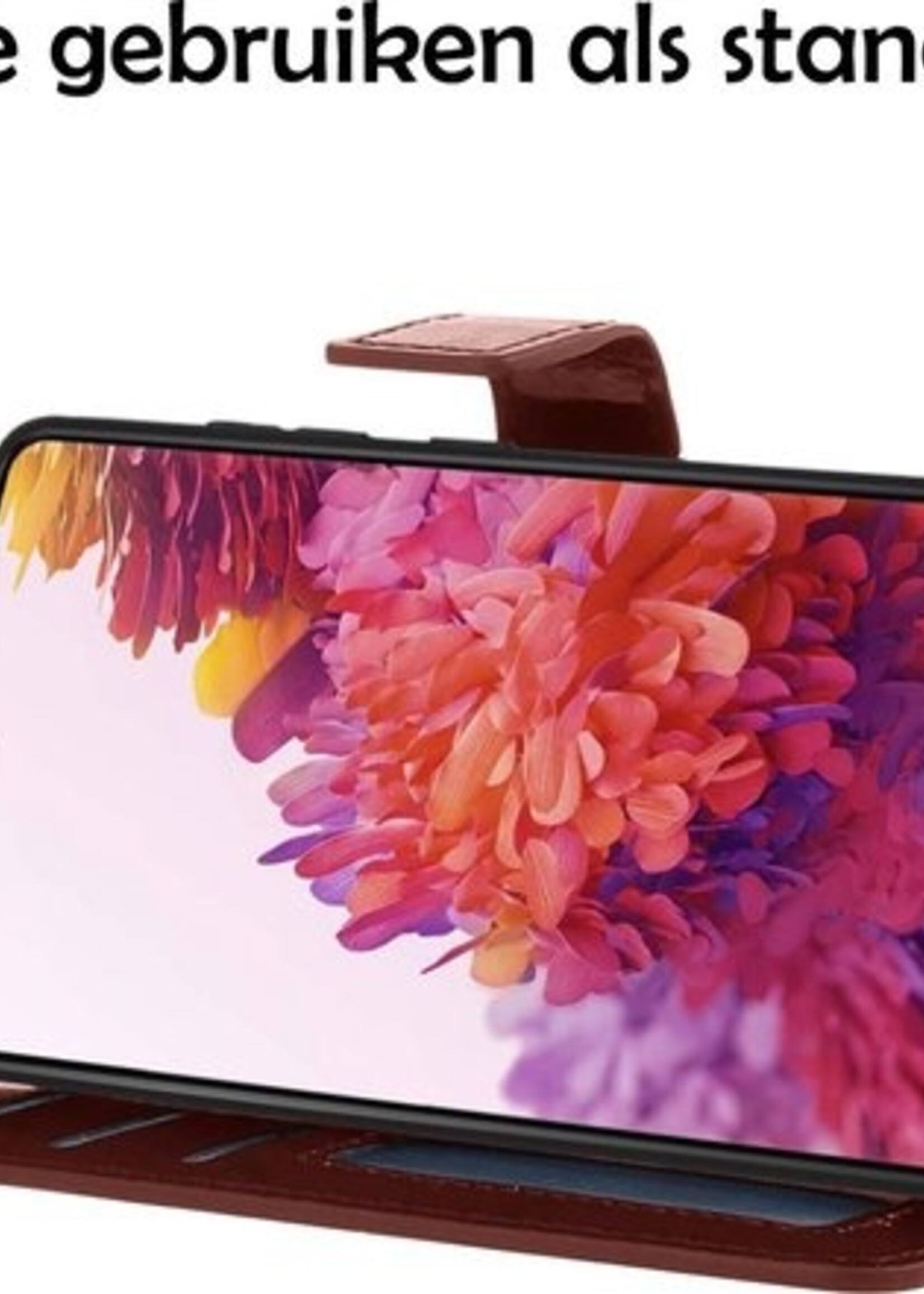 LUQ Hoesje Geschikt voor Samsung S20 FE Hoesje Book Case Hoes Wallet Cover Met 2x Screenprotector - Hoes Geschikt voor Samsung Galaxy S20 FE Hoesje Bookcase Hoes - Bruin