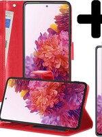 LUQ LUQ Samsung Galaxy S20FE Hoesje Bookcase Rood Met 2x Screenprotector