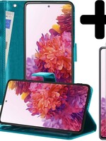 LUQ LUQ Samsung Galaxy S20FE Hoesje Bookcase Turquoise Met 2x Screenprotector