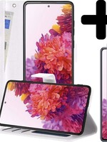 LUQ LUQ Samsung Galaxy S20FE Hoesje Bookcase Wit Met 2x Screenprotector