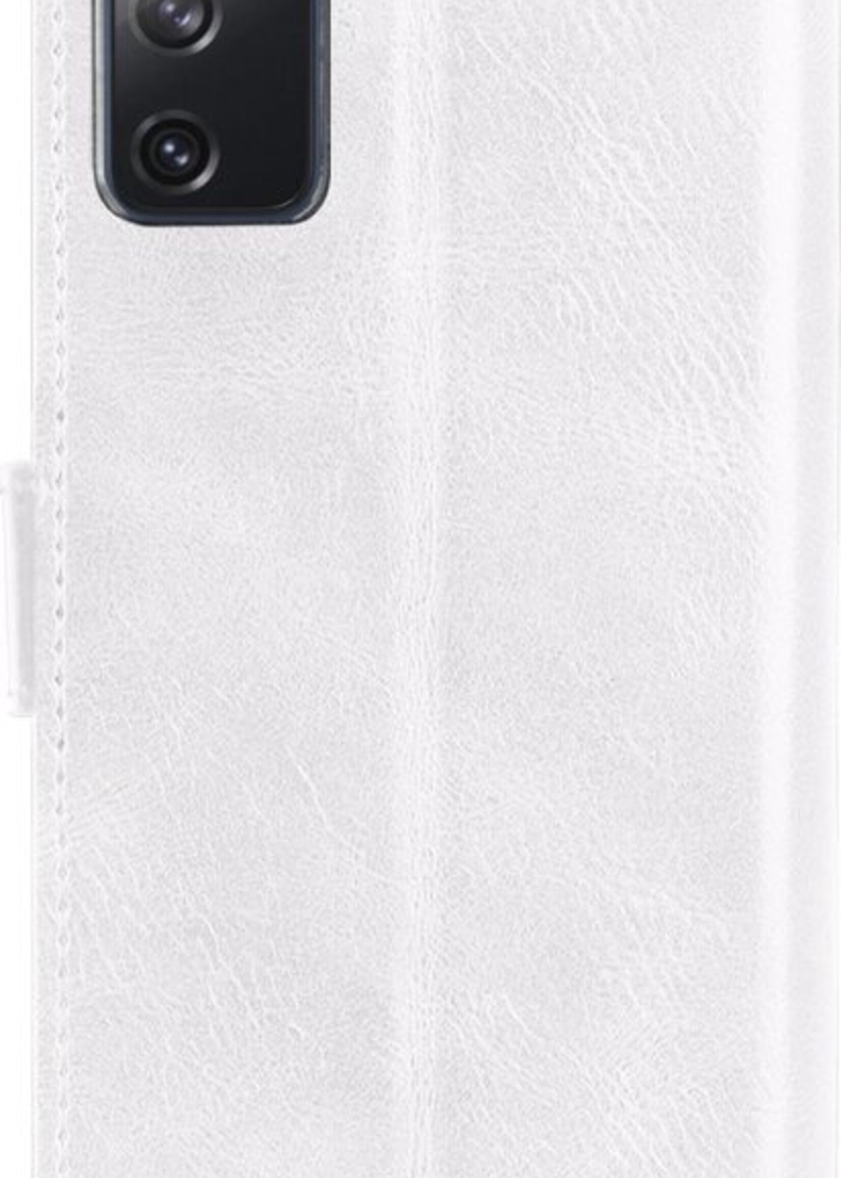 LUQ Hoesje Geschikt voor Samsung S20 FE Hoesje Book Case Hoes Wallet Cover Met 2x Screenprotector - Hoes Geschikt voor Samsung Galaxy S20 FE Hoesje Bookcase Hoes - Wit