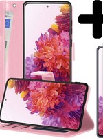 LUQ LUQ Samsung Galaxy S20FE Hoesje Bookcase Lichtroze Met 2x Screenprotector
