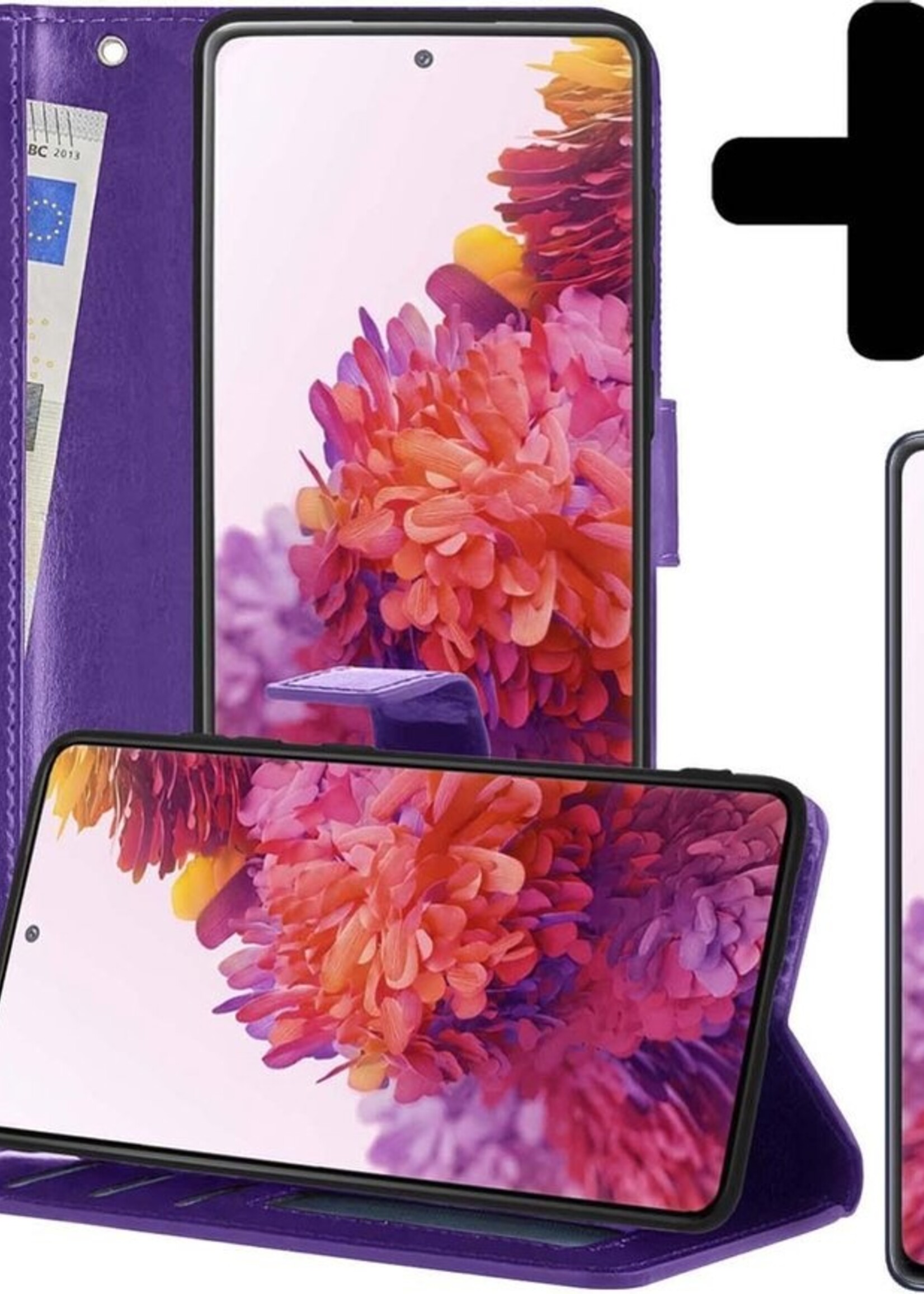 LUQ Hoesje Geschikt voor Samsung S20 FE Hoesje Book Case Hoes Wallet Cover Met 2x Screenprotector - Hoes Geschikt voor Samsung Galaxy S20 FE Hoesje Bookcase Hoes - Paars
