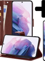 LUQ LUQ Samsung Galaxy S21 Hoesje Bookcase Bruin Met Screenprotector