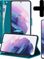 LUQ LUQ Samsung Galaxy S21 Hoesje Bookcase Turquoise Met 2x Screenprotector