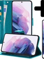 LUQ LUQ Samsung Galaxy S21 Plus Hoesje Bookcase Turquoise Met Screenprotector
