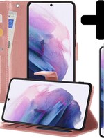 LUQ LUQ Samsung Galaxy S21 Plus Hoesje Bookcase Rose Goud Met Screenprotector