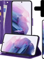LUQ LUQ Samsung Galaxy S21 Plus Hoesje Bookcase Paars Met Screenprotector