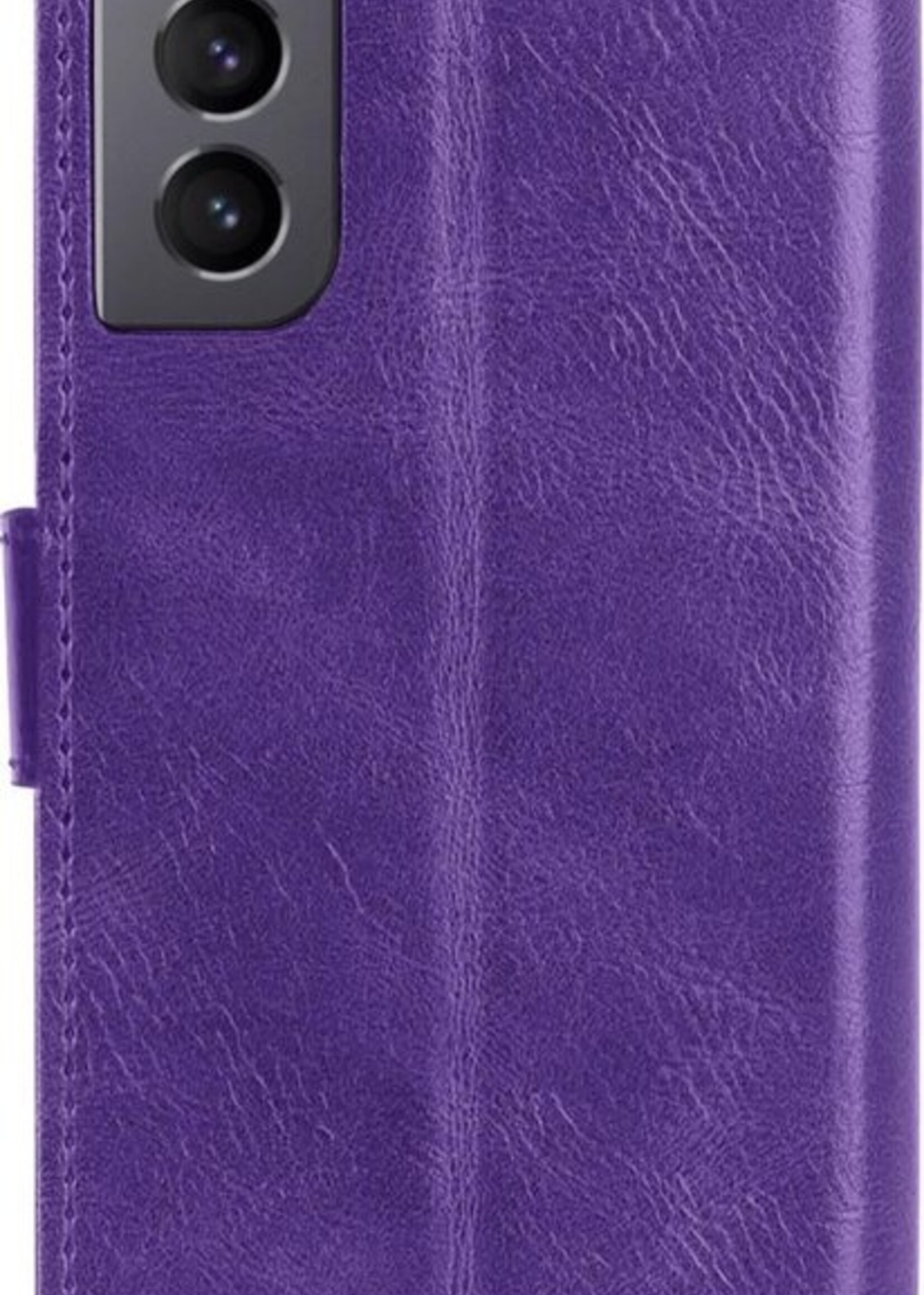 LUQ Hoesje Geschikt voor Samsung S21 Plus Hoesje Book Case Hoes Wallet Cover Met Screenprotector - Hoes Geschikt voor Samsung Galaxy S21 Plus Hoesje Bookcase Hoes - Paars