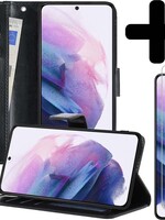 LUQ LUQ Samsung Galaxy S21 Plus Hoesje Bookcase Zwart Met 2x Screenprotector