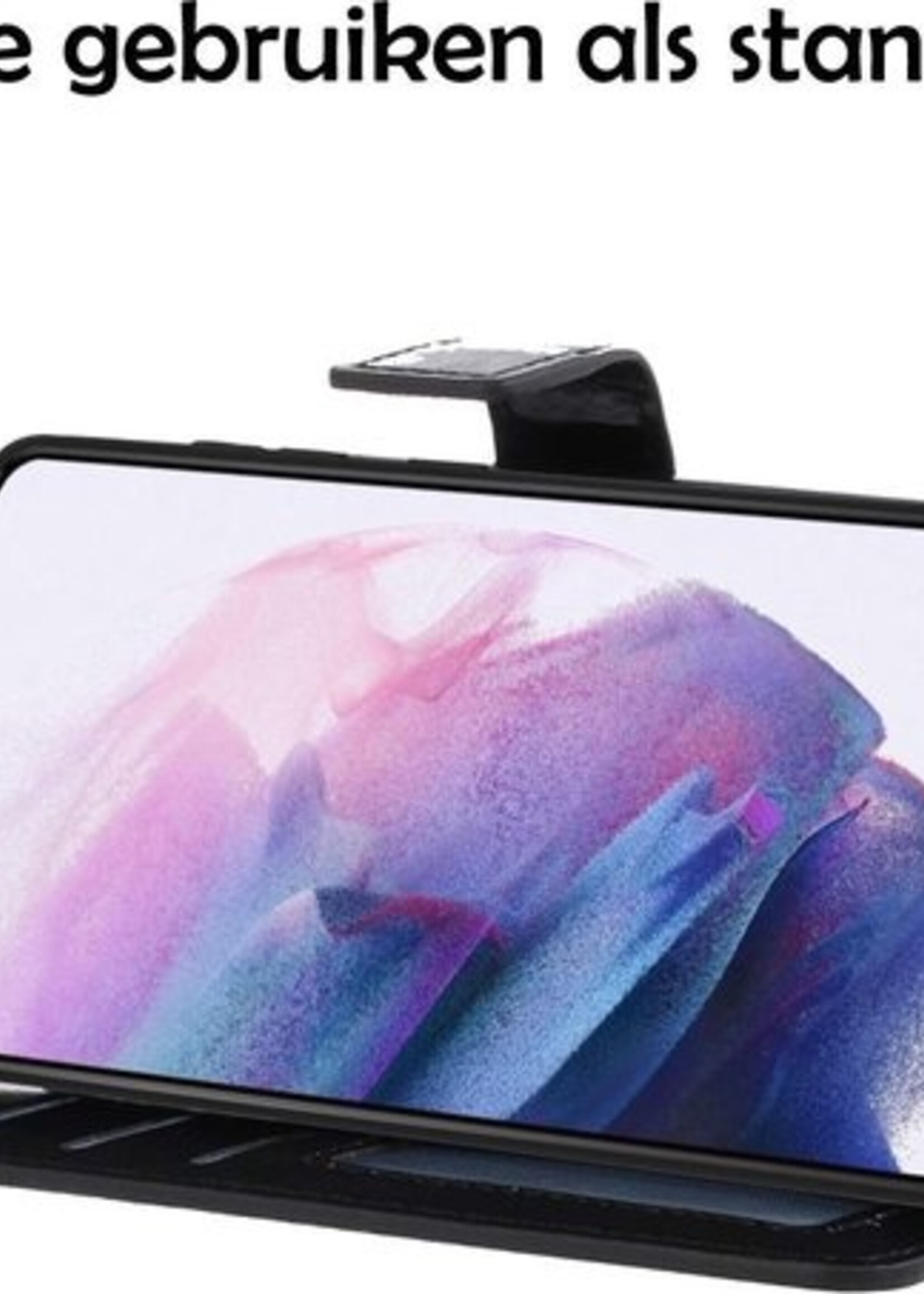 LUQ Hoesje Geschikt voor Samsung S21 Plus Hoesje Book Case Hoes Wallet Cover Met 2x Screenprotector - Hoes Geschikt voor Samsung Galaxy S21 Plus Hoesje Bookcase Hoes - Zwart