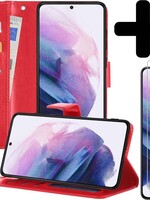 LUQ LUQ Samsung Galaxy S21 Plus Hoesje Bookcase Rood Met 2x Screenprotector