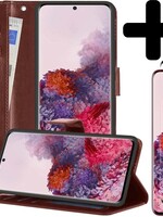 LUQ LUQ Samsung Galaxy S20 Hoesje Bookcase Bruin Met 2x Screenprotector
