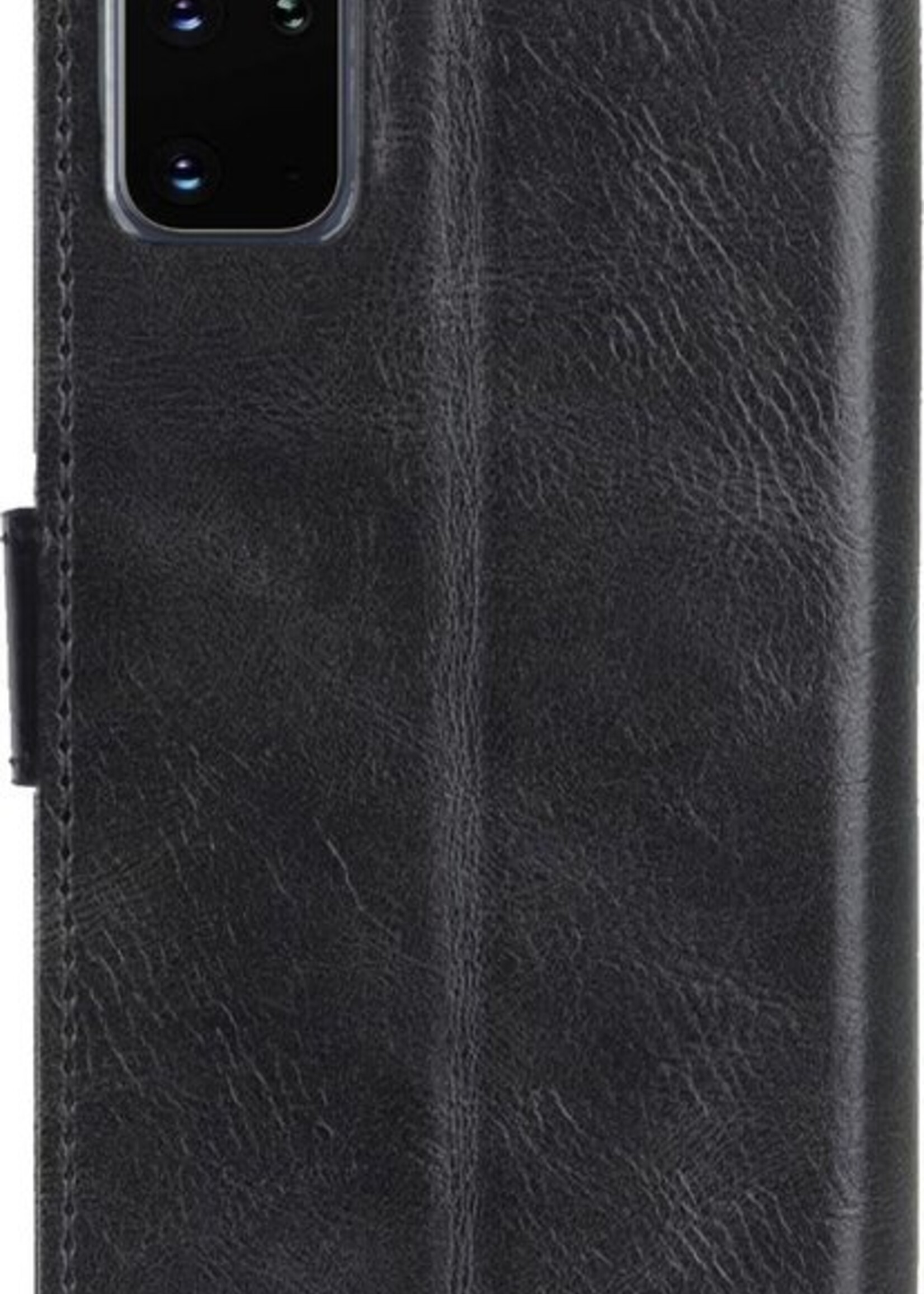 LUQ Hoesje Geschikt voor Samsung S20 Plus Hoesje Book Case Hoes Wallet Cover Met Screenprotector - Hoes Geschikt voor Samsung Galaxy S20 Plus Hoesje Bookcase Hoes - Zwart