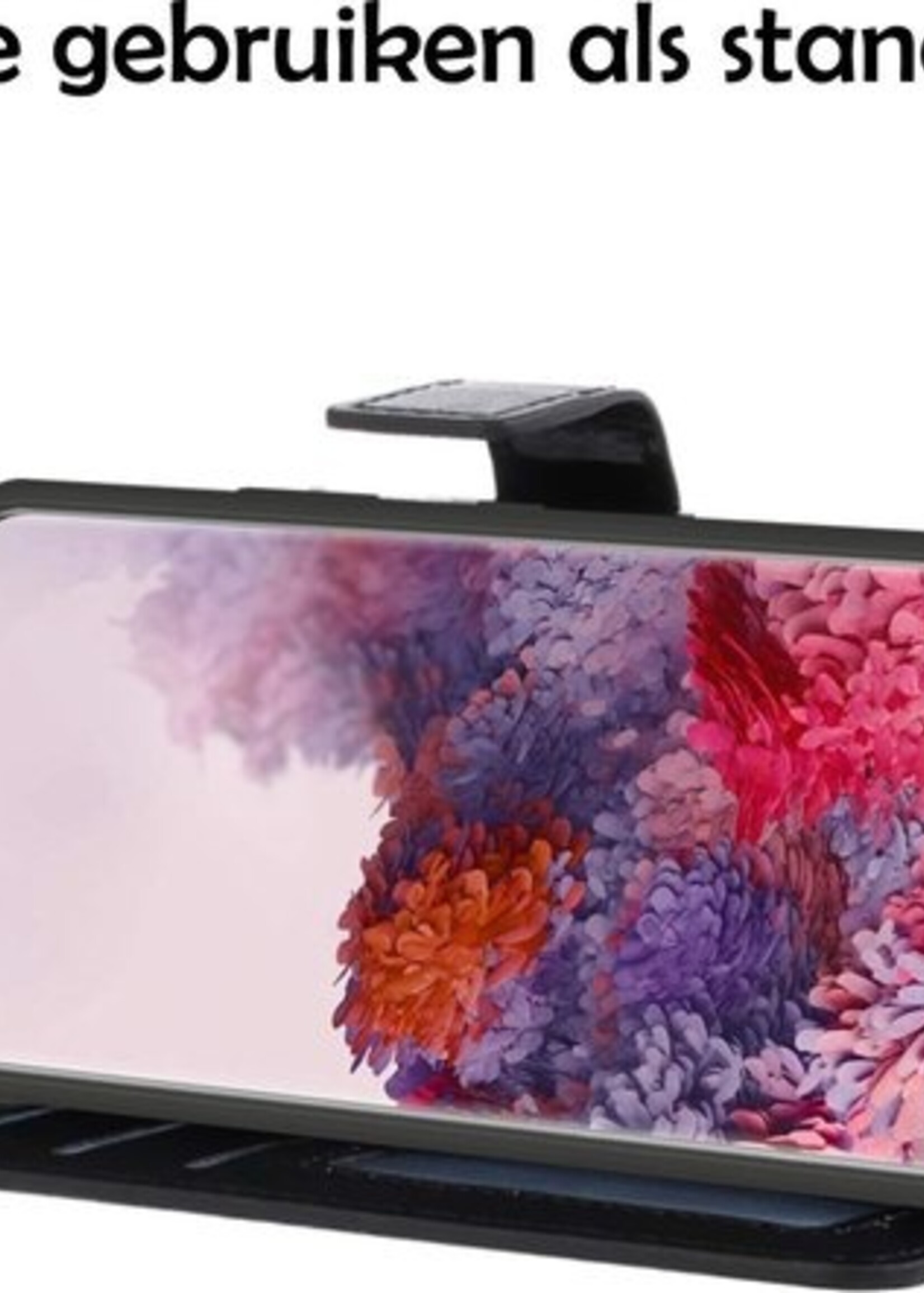 LUQ Hoesje Geschikt voor Samsung S20 Plus Hoesje Book Case Hoes Wallet Cover Met Screenprotector - Hoes Geschikt voor Samsung Galaxy S20 Plus Hoesje Bookcase Hoes - Zwart