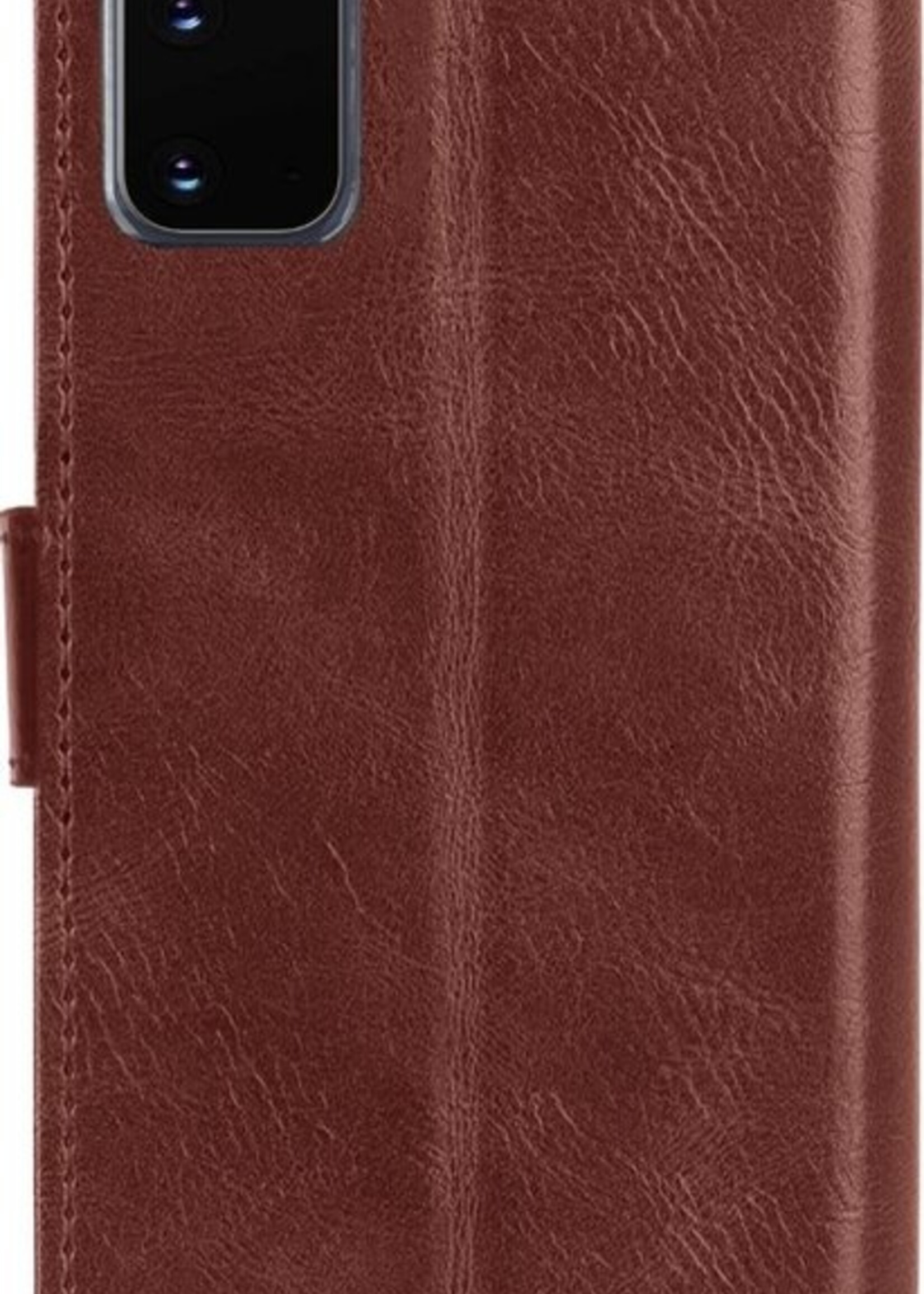 LUQ Hoesje Geschikt voor Samsung S20 Plus Hoesje Book Case Hoes Wallet Cover Met 2x Screenprotector - Hoes Geschikt voor Samsung Galaxy S20 Plus Hoesje Bookcase Hoes - Bruin