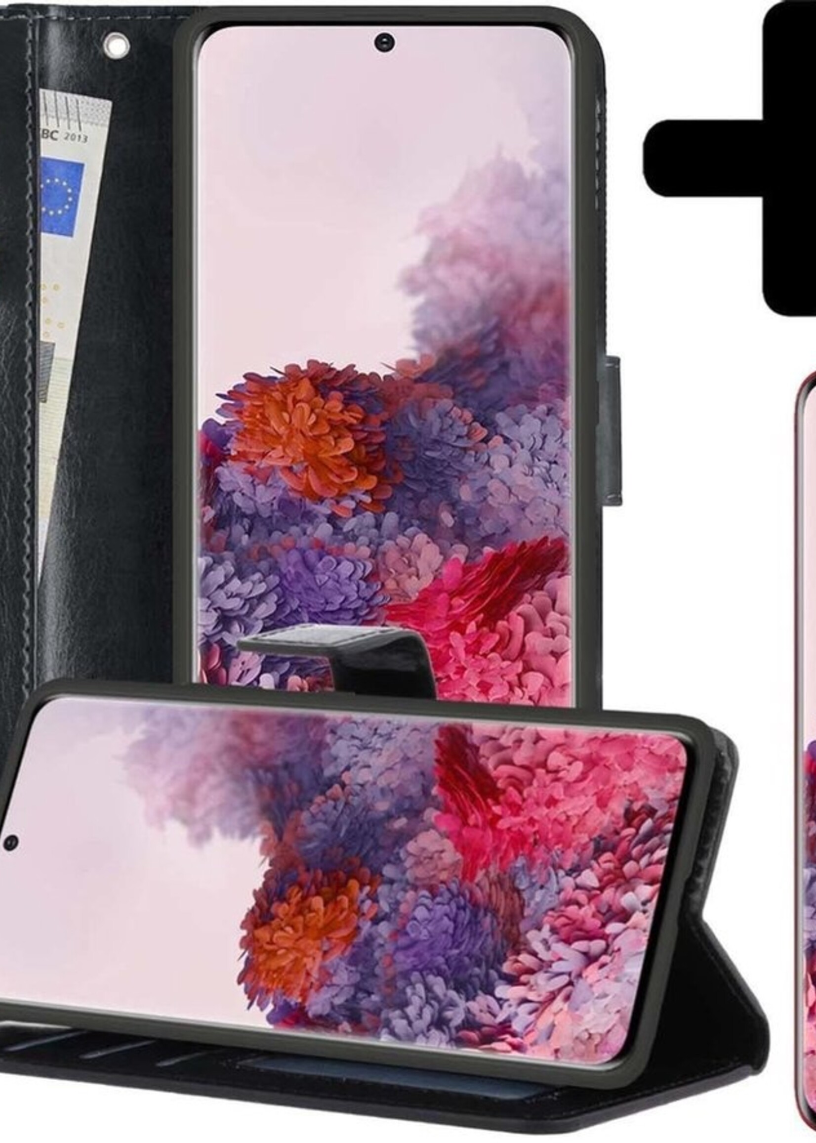 LUQ Hoesje Geschikt voor Samsung S20 Ultra Hoesje Book Case Hoes Wallet Cover Met Screenprotector - Hoes Geschikt voor Samsung Galaxy S20 Ultra Hoesje Bookcase Hoes - Zwart