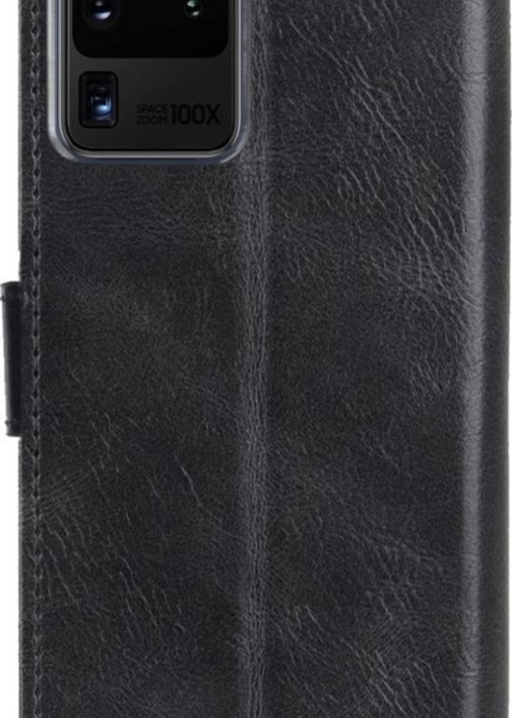 LUQ Hoesje Geschikt voor Samsung S20 Ultra Hoesje Book Case Hoes Wallet Cover Met 2x Screenprotector - Hoes Geschikt voor Samsung Galaxy S20 Ultra Hoesje Bookcase Hoes - Zwart