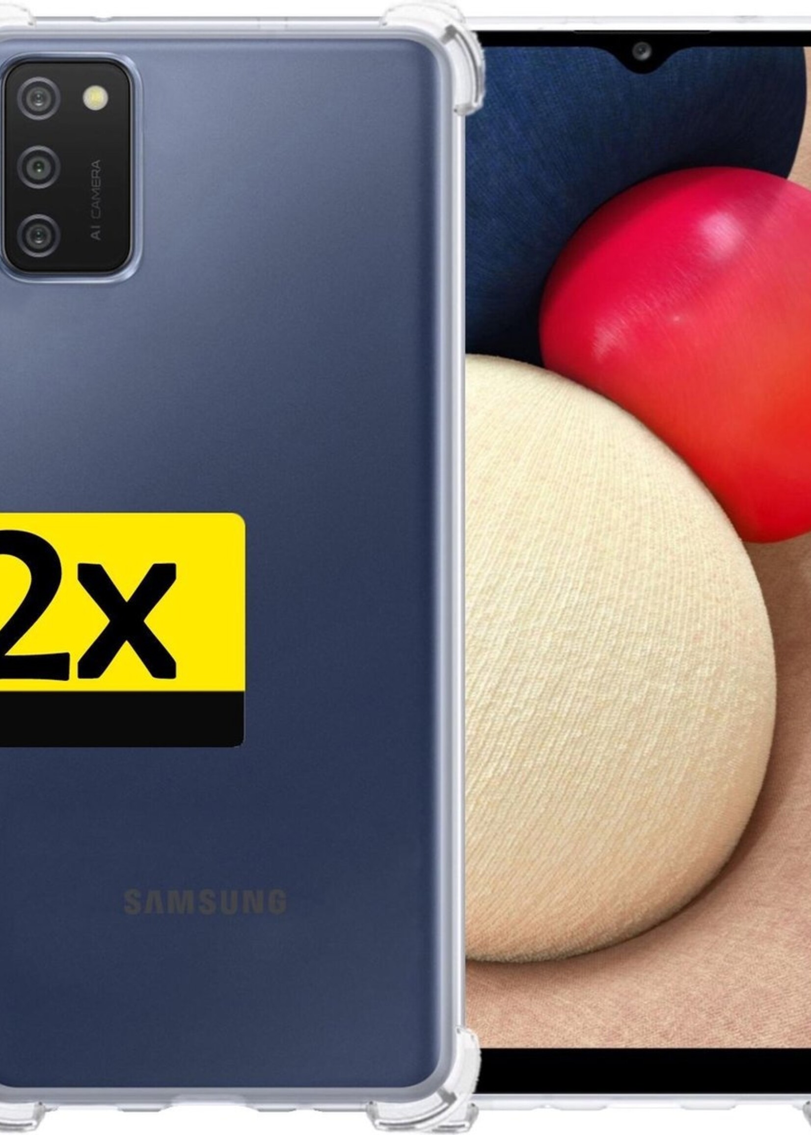 LUQ Hoesje Geschikt voor Samsung A02s Hoesje Shockproof Case Siliconen - Hoes Geschikt voor Samsung Galaxy A02s Hoes Cover Siliconen - Transparant - 2 Stuks