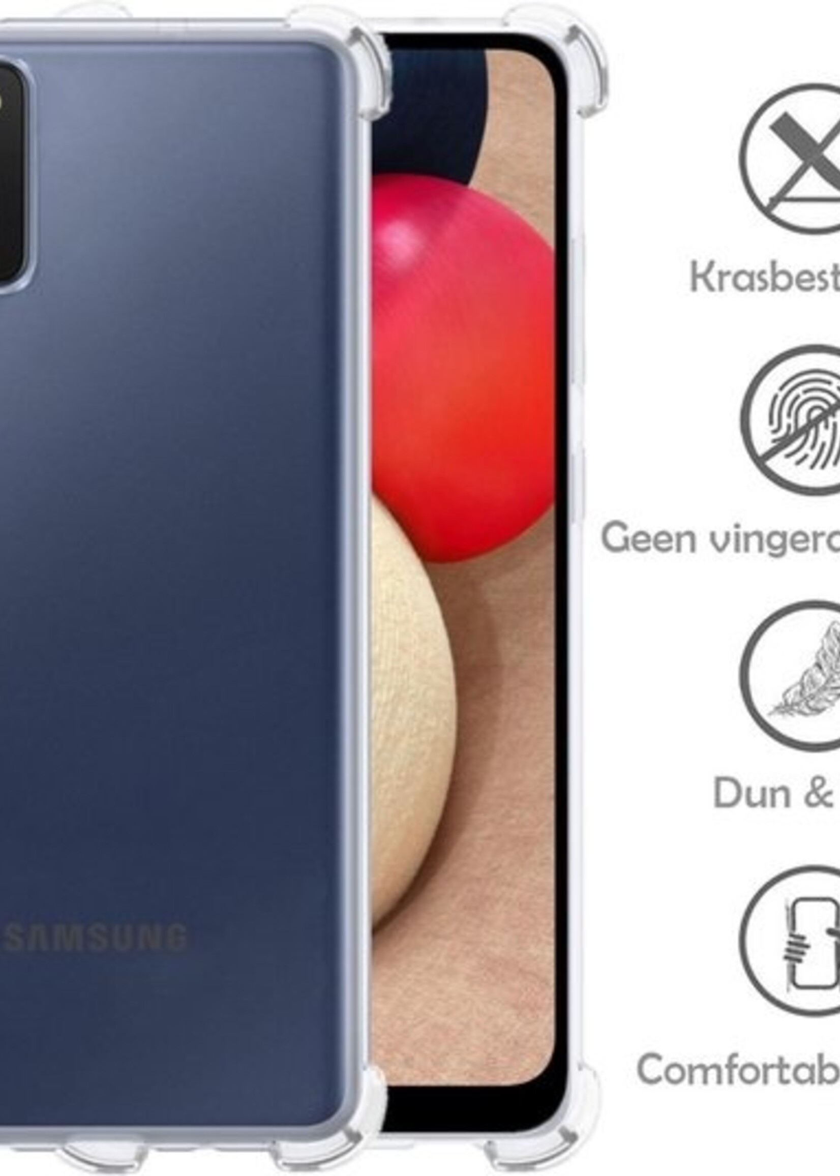 LUQ Hoesje Geschikt voor Samsung A02s Hoesje Shockproof Case Siliconen - Hoes Geschikt voor Samsung Galaxy A02s Hoes Cover Siliconen - Transparant - 2 Stuks