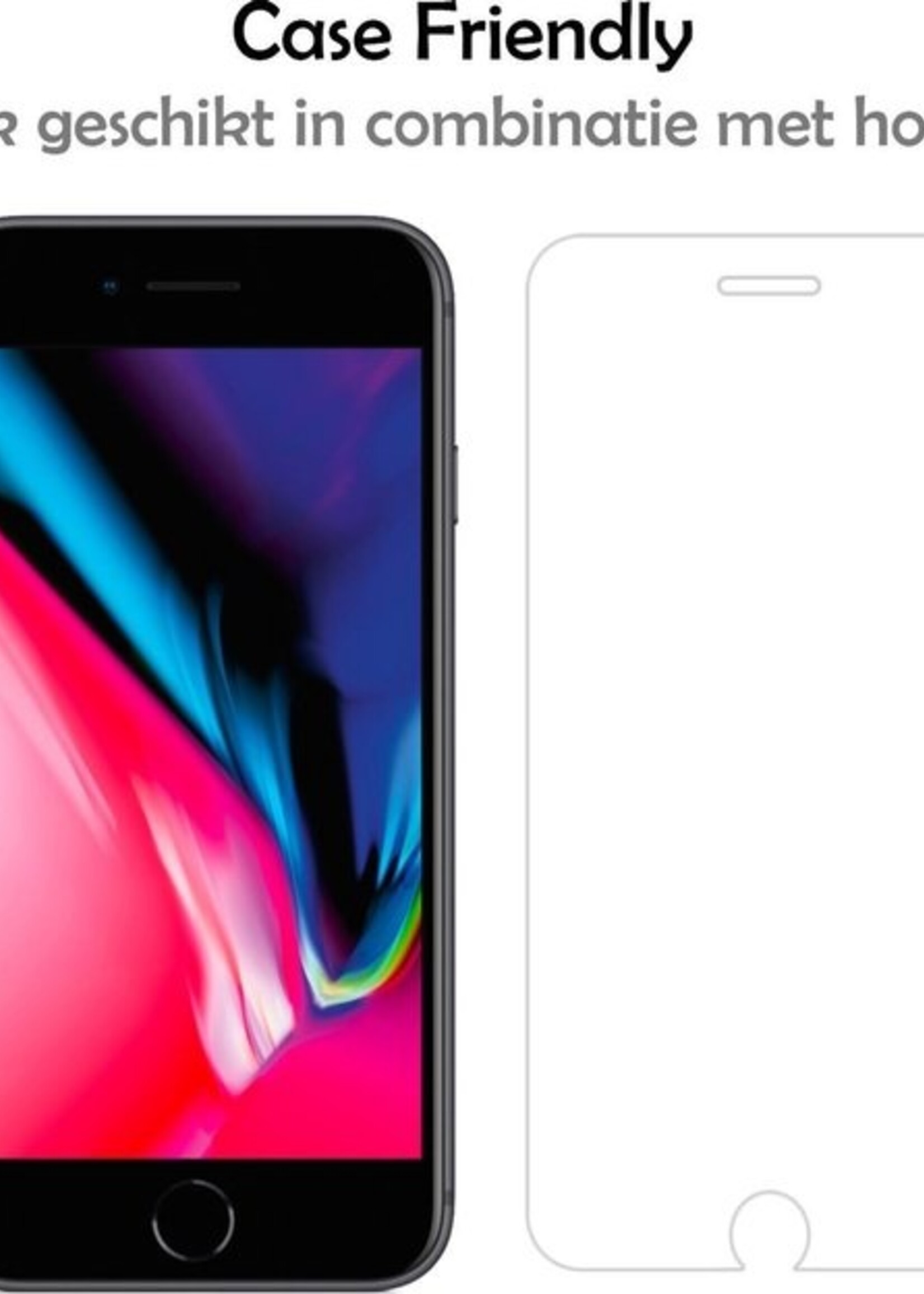 LUQ Hoesje Geschikt voor iPhone 8 Hoesje Case Pashouder Cover Siliconen Met Screenprotector - Hoes Geschikt voor iPhone 8 Hoesje Met Kaarthouder- Transparant