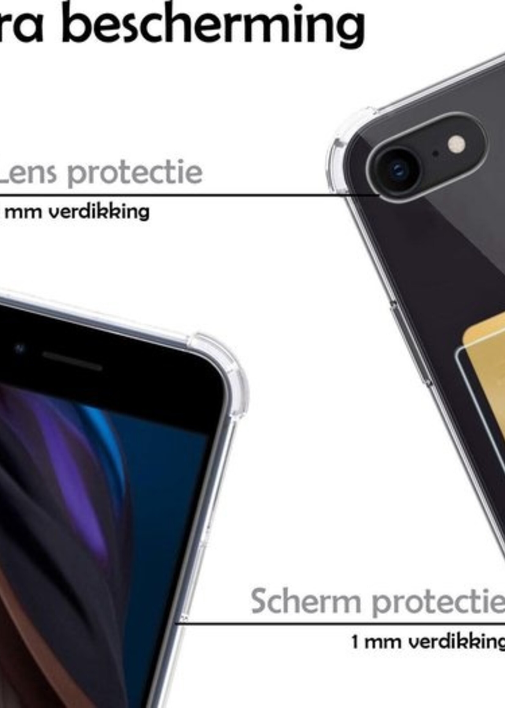 LUQ Hoesje Geschikt voor iPhone 8 Hoesje Case Pashouder Cover Siliconen Met Screenprotector - Hoes Geschikt voor iPhone 8 Hoesje Met Kaarthouder- Transparant