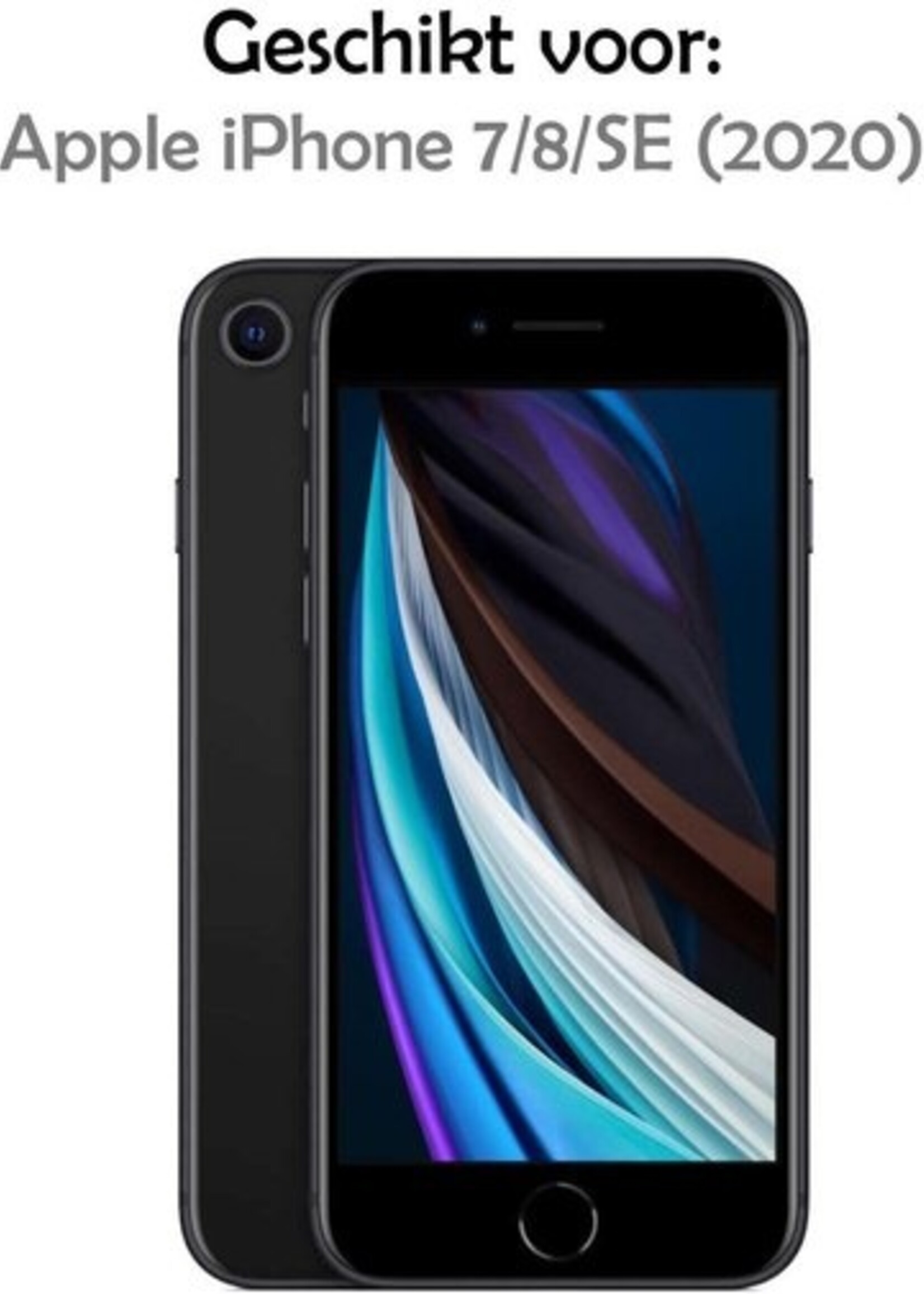 LUQ Hoesje Geschikt voor iPhone 7/8/SE 2020 Hoesje Case Pashouder Cover Siliconen Met Screenprotector - Hoes Geschikt voor iPhone 7/8/SE 2020 Hoesje Met Kaarthouder- Transparant