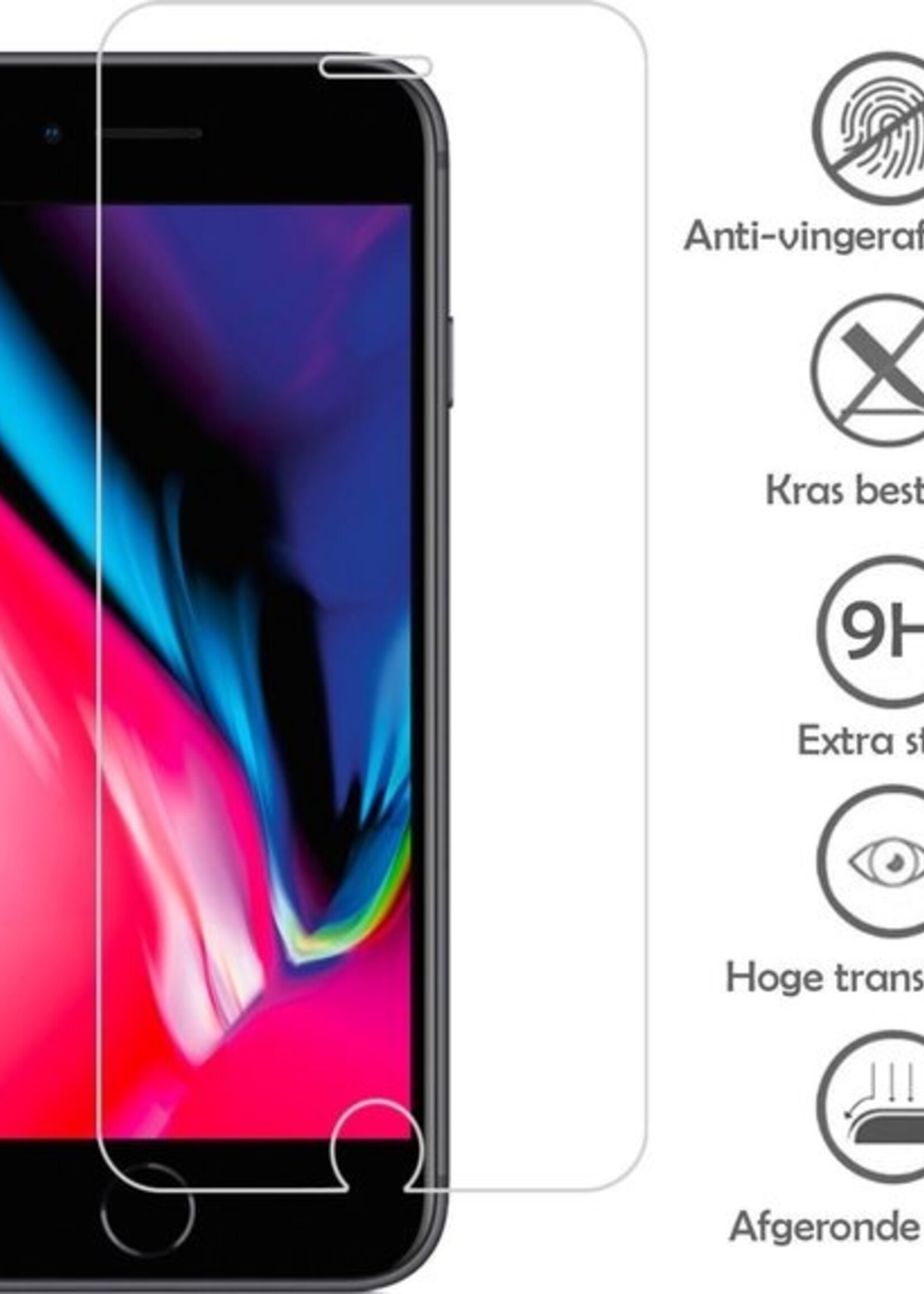 LUQ Hoesje Geschikt voor iPhone 7/8/SE 2020 Hoesje Case Pashouder Cover Siliconen Met Screenprotector - Hoes Geschikt voor iPhone 7/8/SE 2020 Hoesje Met Kaarthouder- Transparant