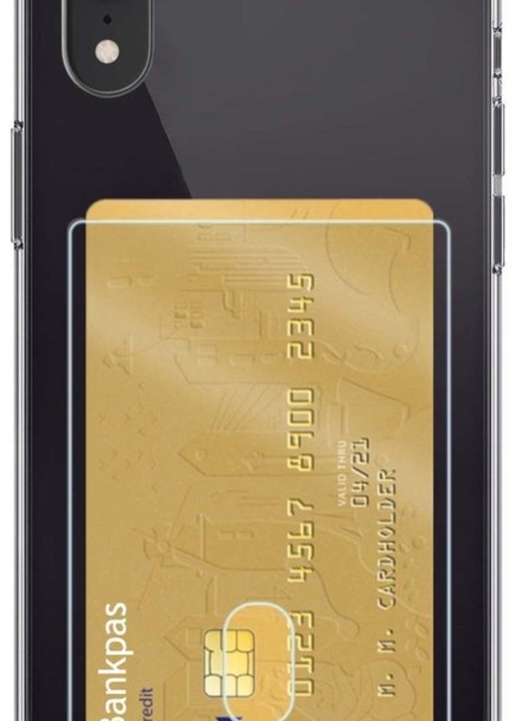 LUQ Hoesje Geschikt voor iPhone XR Hoesje Case Pashouder Cover Siliconen - Hoes Geschikt voor iPhone XR Hoesje Met Kaarthouder - Transparant