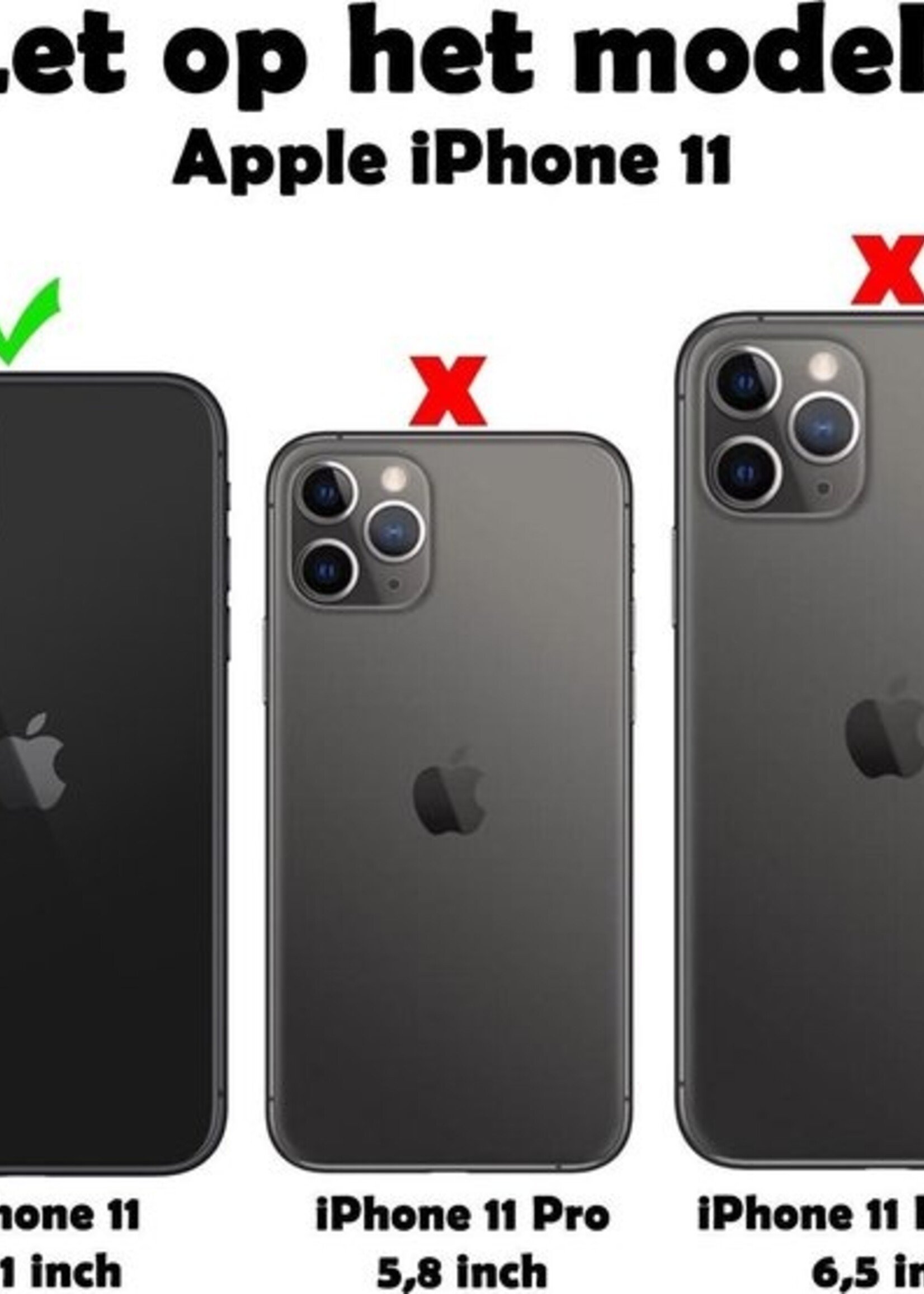 LUQ Hoesje Geschikt voor iPhone 11 Hoesje Case Pashouder Cover Siliconen Met 2x Screenprotector - Hoes Geschikt voor iPhone 11 Hoesje Met Kaarthouder- Transparant