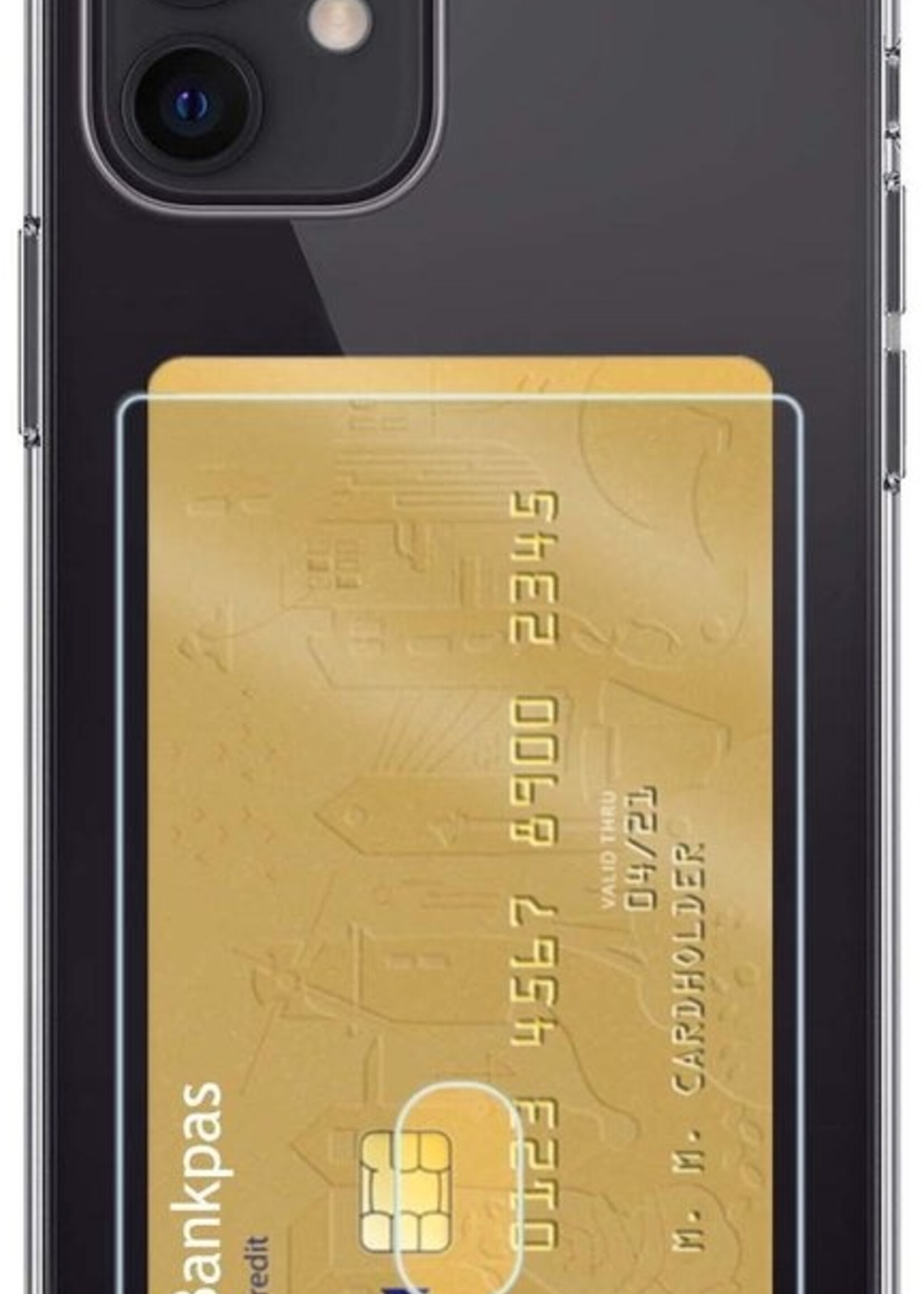 LUQ Hoesje Geschikt voor iPhone 11 Hoesje Case Pashouder Cover Siliconen Met 2x Screenprotector - Hoes Geschikt voor iPhone 11 Hoesje Met Kaarthouder- Transparant