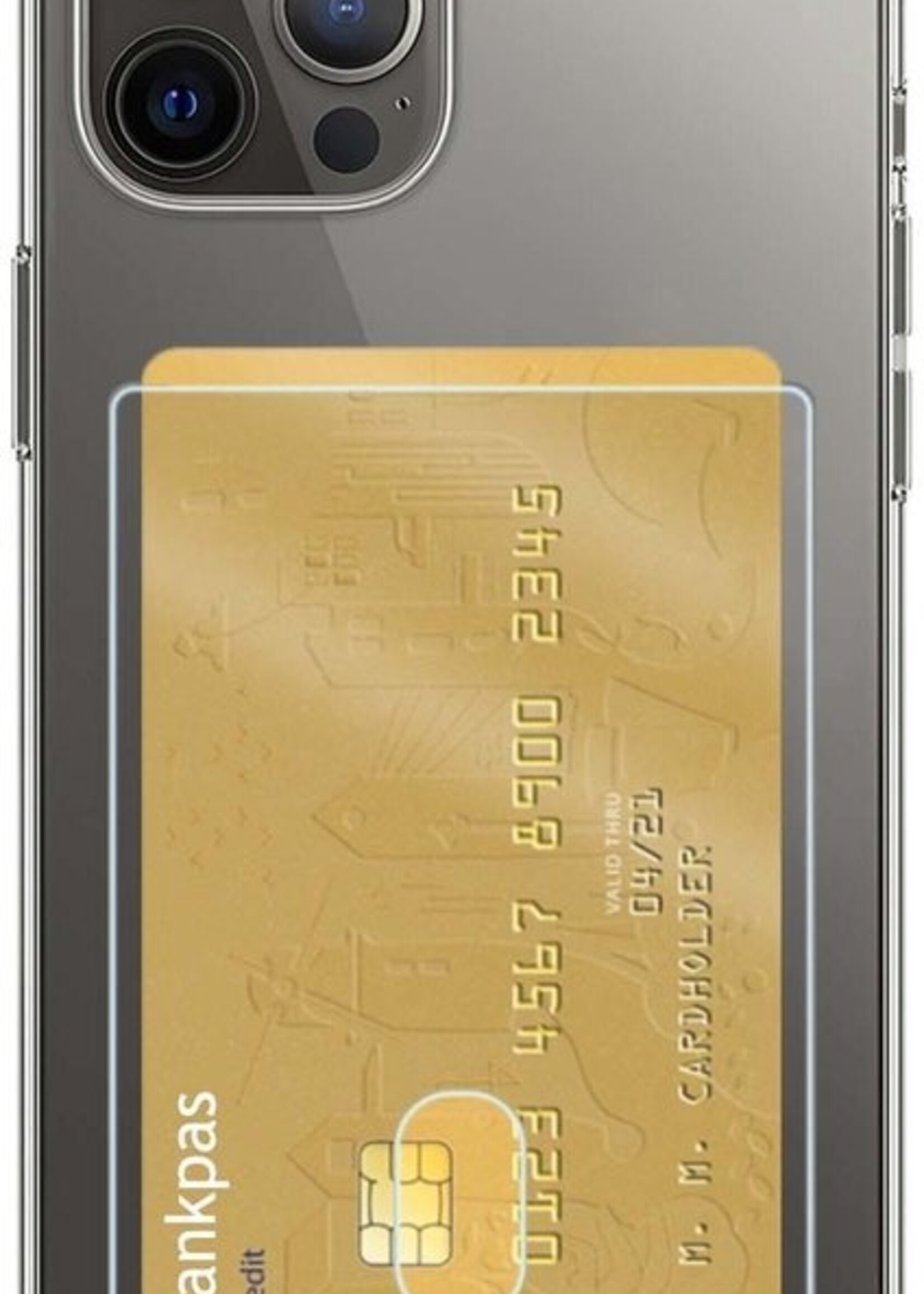 LUQ Hoesje Geschikt voor iPhone 11 Pro Hoesje Case Pashouder Cover Siliconen - Hoes Geschikt voor iPhone 11 Pro Hoesje Met Kaarthouder - Transparant