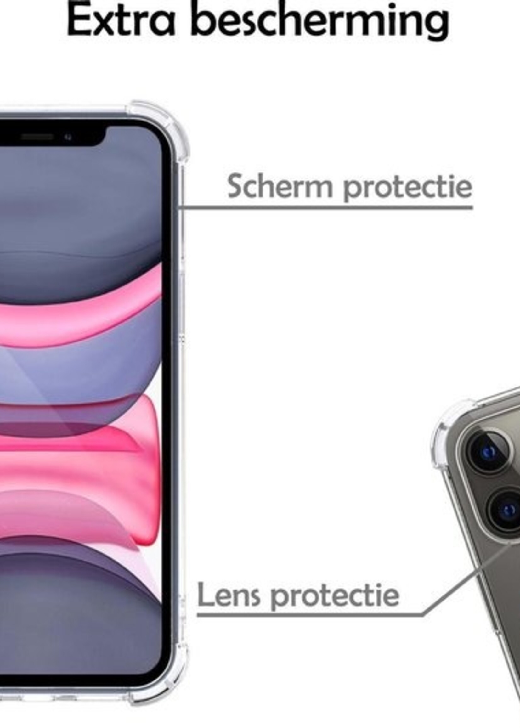 LUQ Hoesje Geschikt voor iPhone 11 Pro Max Hoesje Case Pashouder Cover Siliconen - Hoes Geschikt voor iPhone 11 Pro Max Hoesje Met Kaarthouder - Transparant
