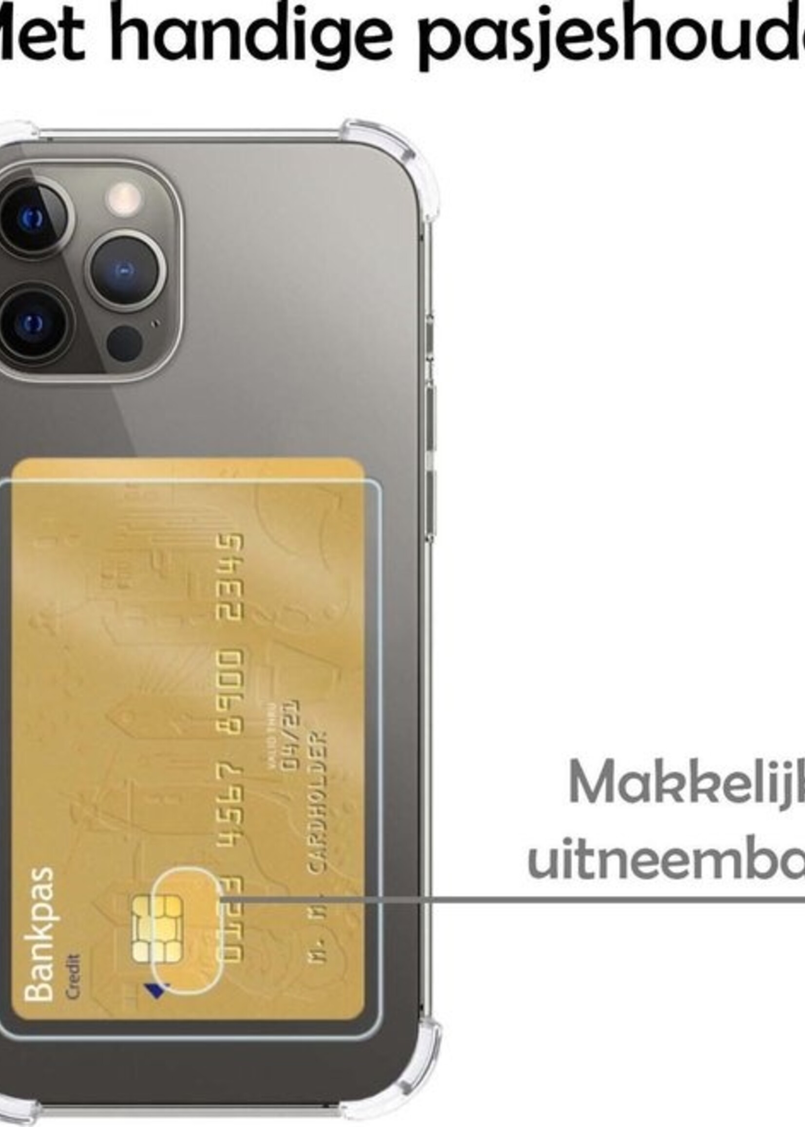 LUQ Hoesje Geschikt voor iPhone 11 Pro Max Hoesje Case Pashouder Cover Siliconen - Hoes Geschikt voor iPhone 11 Pro Max Hoesje Met Kaarthouder - Transparant - 2 Stuks