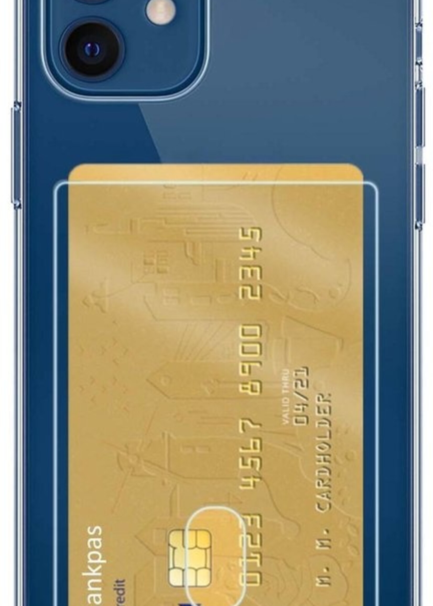 LUQ Hoesje Geschikt voor iPhone 12 Mini Hoesje Case Pashouder Cover Siliconen - Hoes Geschikt voor iPhone 12 Mini Hoesje Met Kaarthouder - Transparant